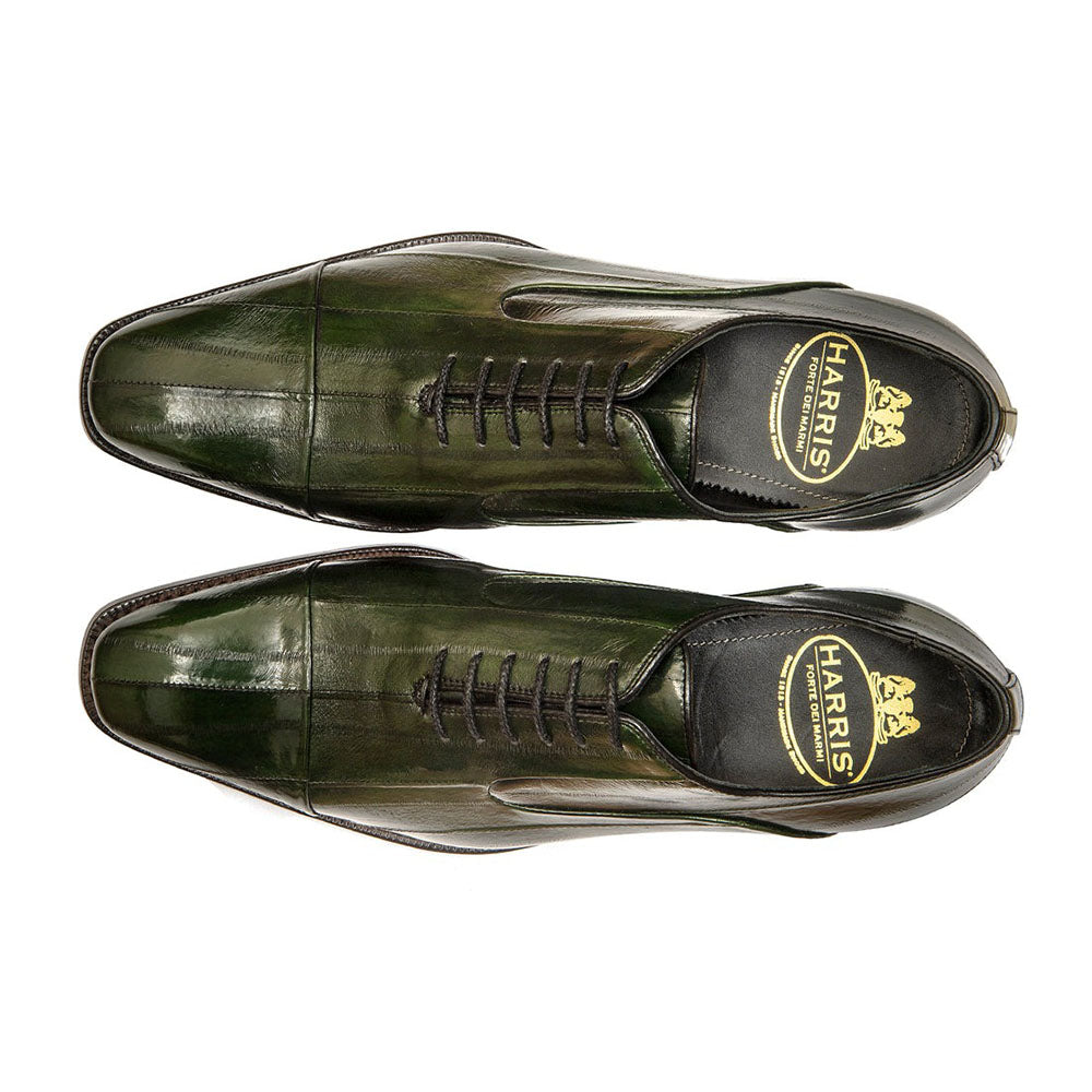 Harris Shoes 1913 Eel Leather Stringed Cap Toe Shoes Verde