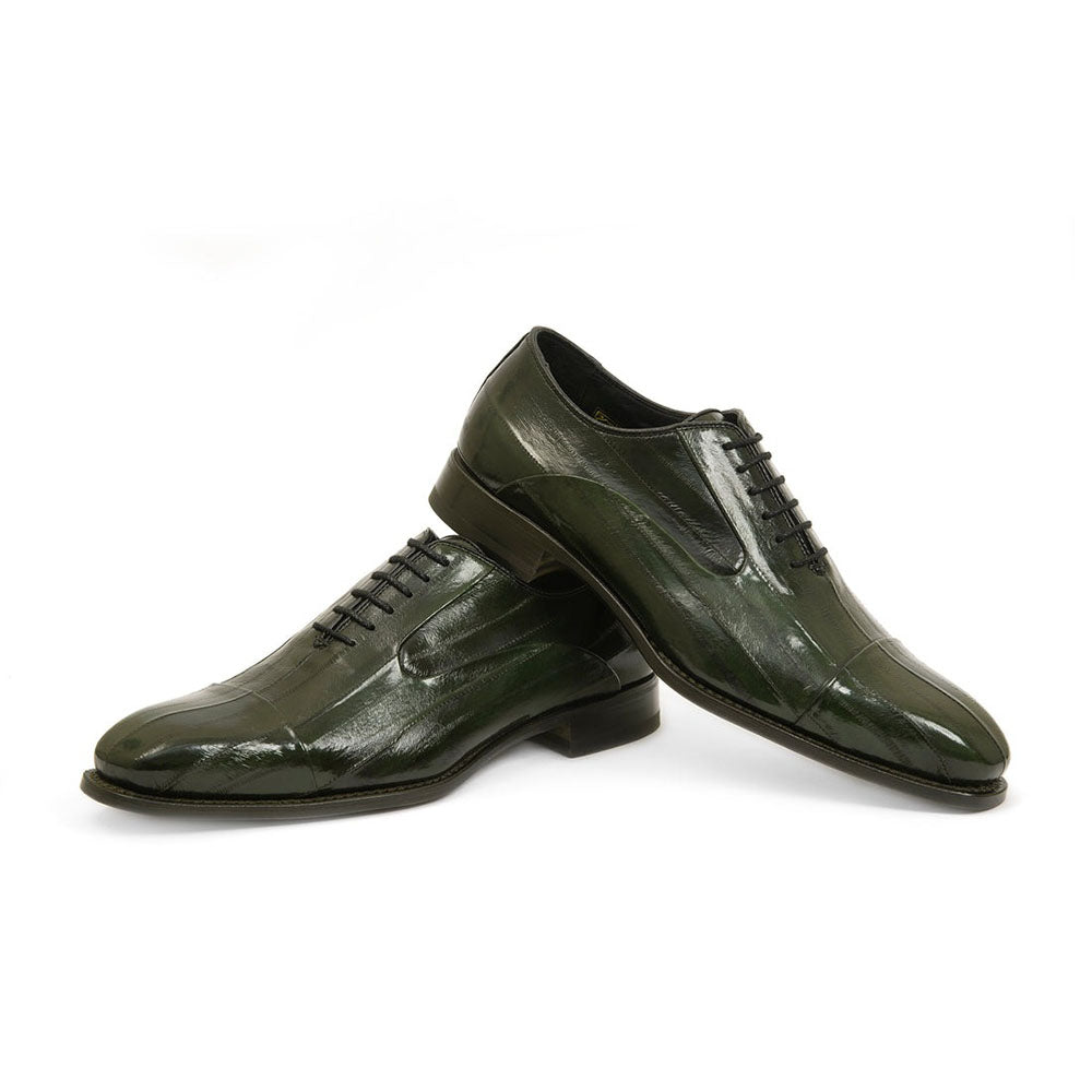 Harris Shoes 1913 Eel Leather Stringed Cap Toe Shoes Verde