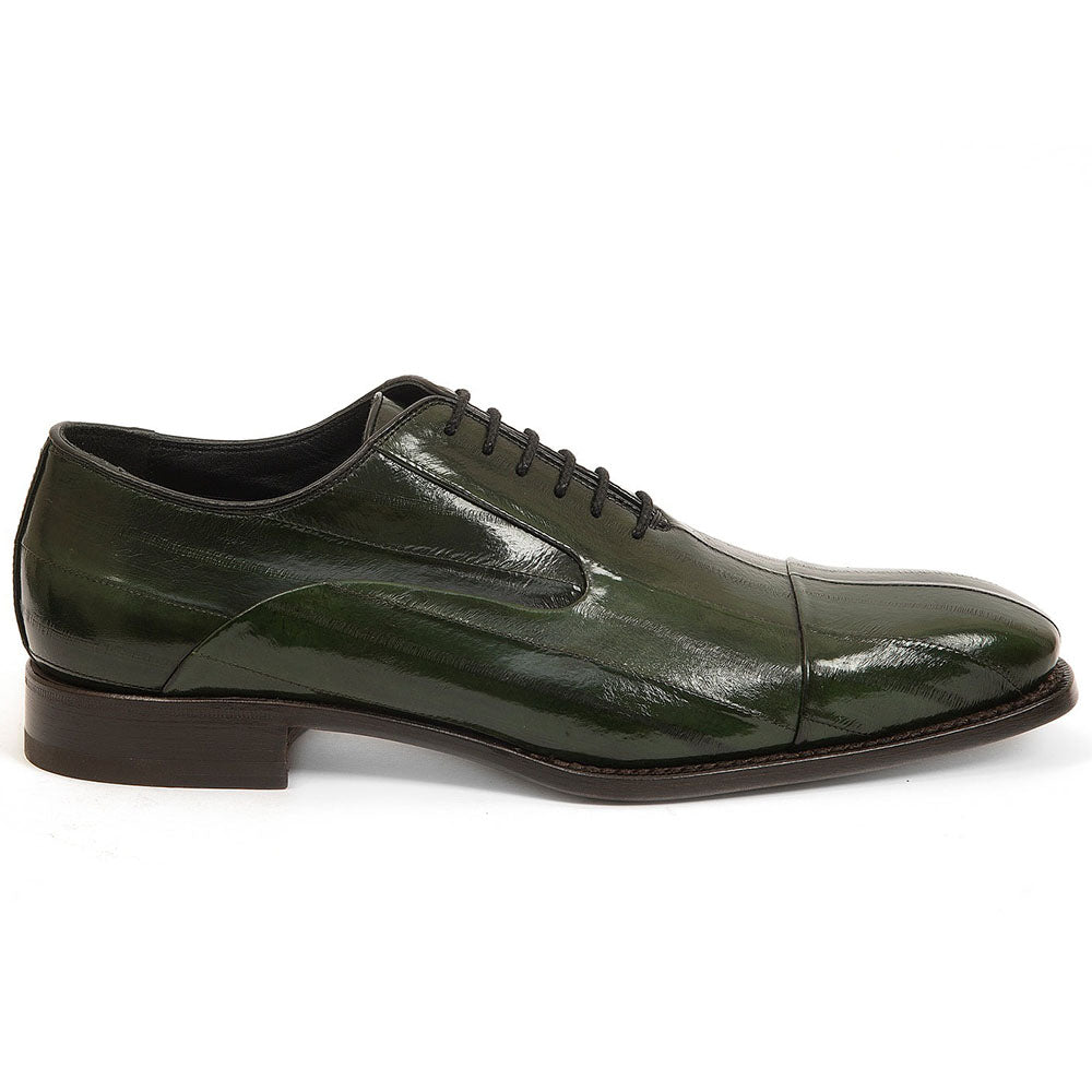 Harris Shoes 1913 Eel Leather Stringed Cap Toe Shoes Verde