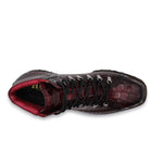 Harris Shoes 1913 Embossed Crocodile Leather Ankle Boots London Red