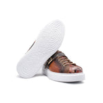 Harris Shoes 1913 Embossed Crocodile Print Buckle Sneakers Brown