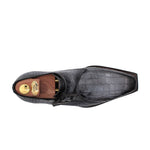 Harris Shoes 1913 Embossed Crocodile Print Buckle Sneakers Grigio