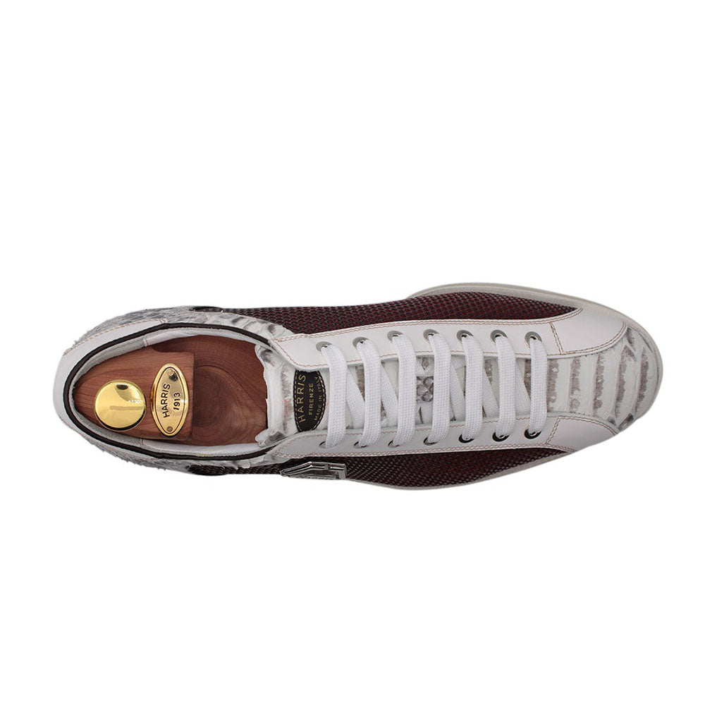 Harris Shoes 1913 Genuine Python/ Beehive Effect Leather Sneakers Rosso