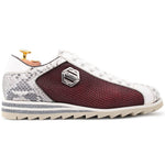 Harris Shoes 1913 Embossed Python/ Beehive Effect Leather Sneakers Rosso