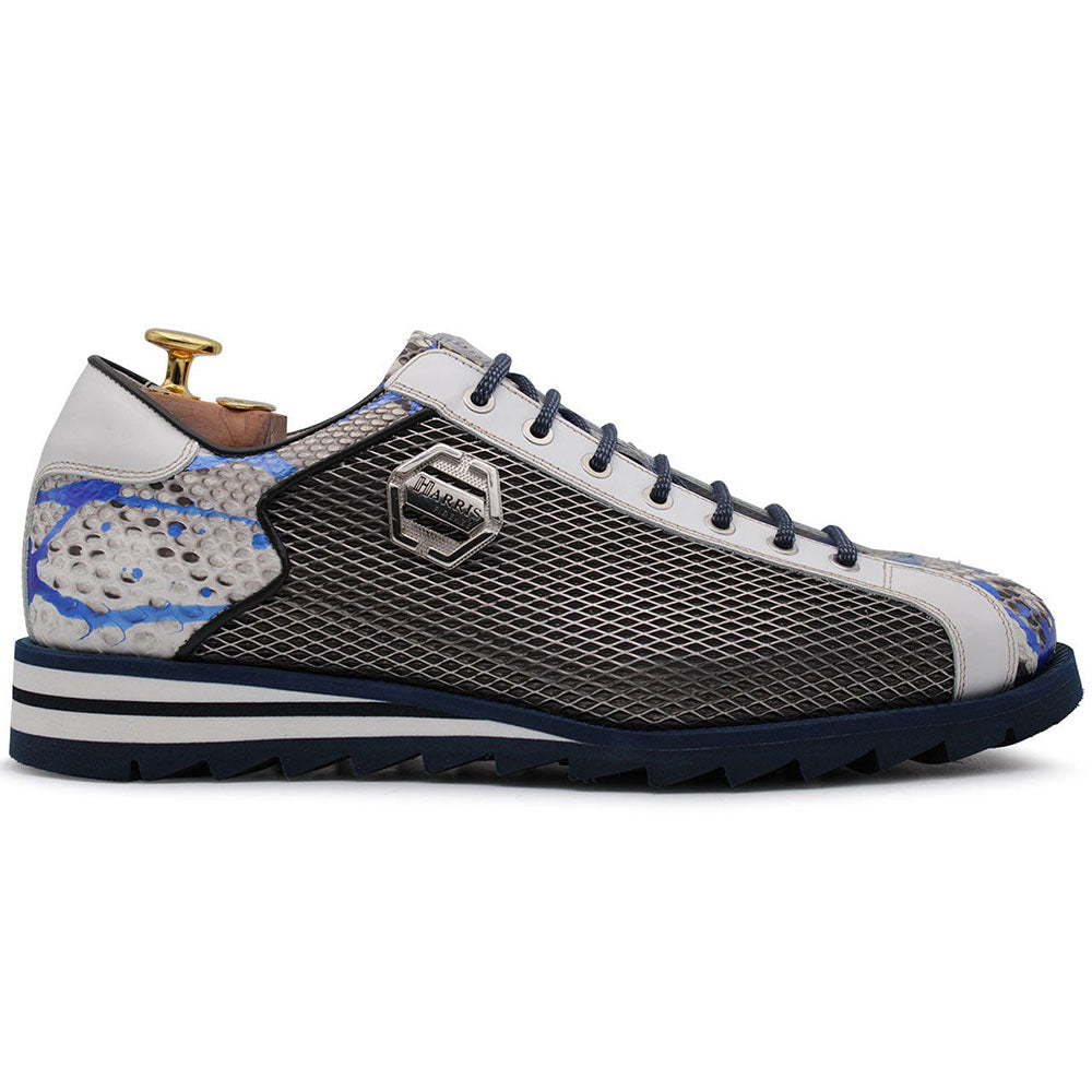 Harris Shoes 1913 Embossed Python/ Jingo Print Leather Sneakers Metal