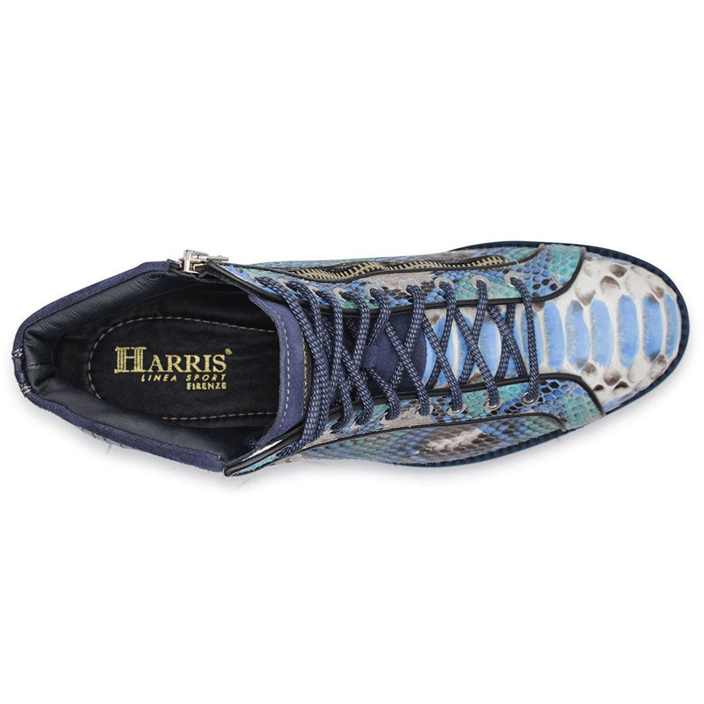 Harris Shoes 1913 Genuine Python Leather Ankle Boots Blu