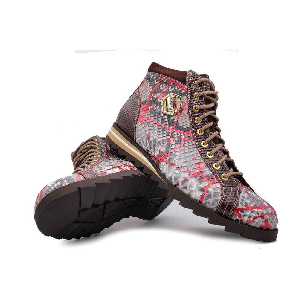 Harris Shoes 1913 Genuine Python Leather Ankle Boots Gray