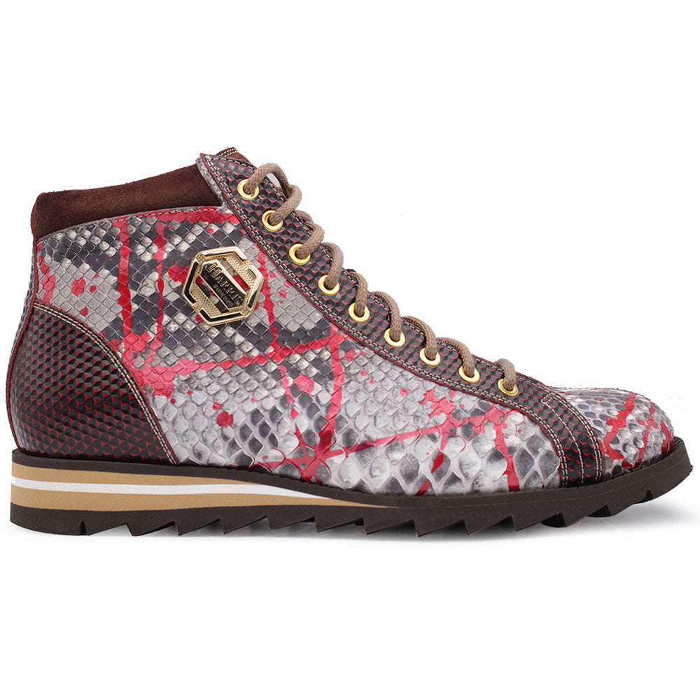 Harris Shoes 1913 Embossed Python Leather Ankle Boots Gray
