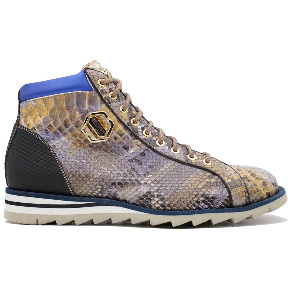 Harris Shoes 1913 Embossed Python Leather Ankle Boots Viola