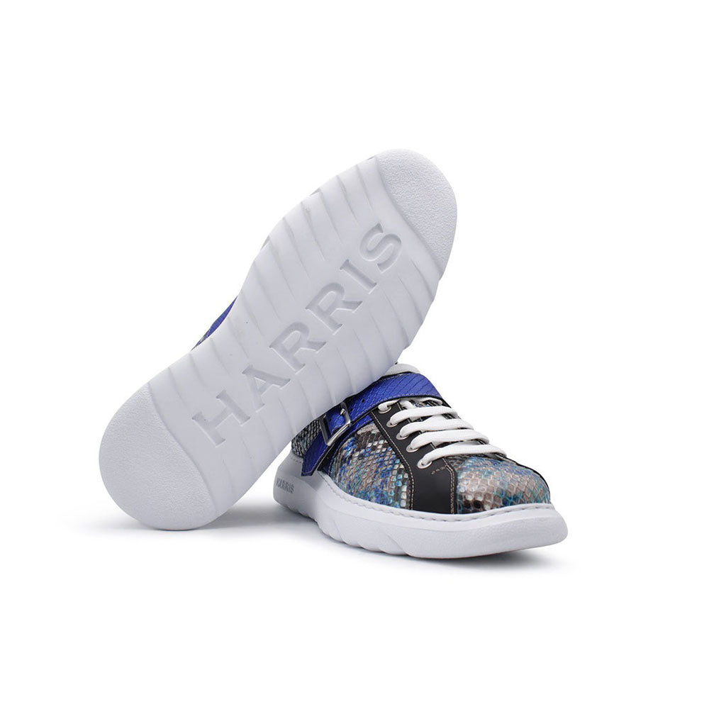 Harris Shoes 1913 Genuine Python Leather Sneakers Blue