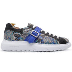 Harris Shoes 1913 Embossed Python Leather Sneakers Blue