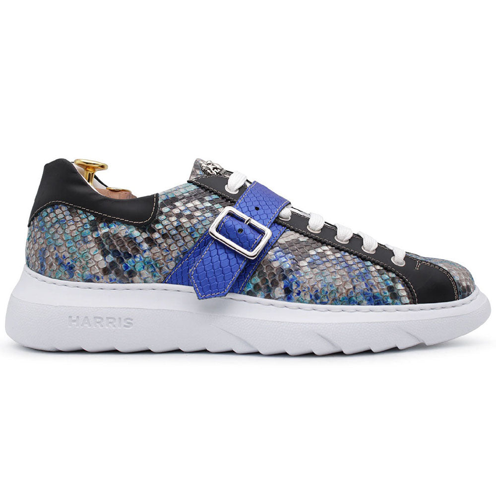 Harris Shoes 1913 Embossed Python Leather Sneakers Blue