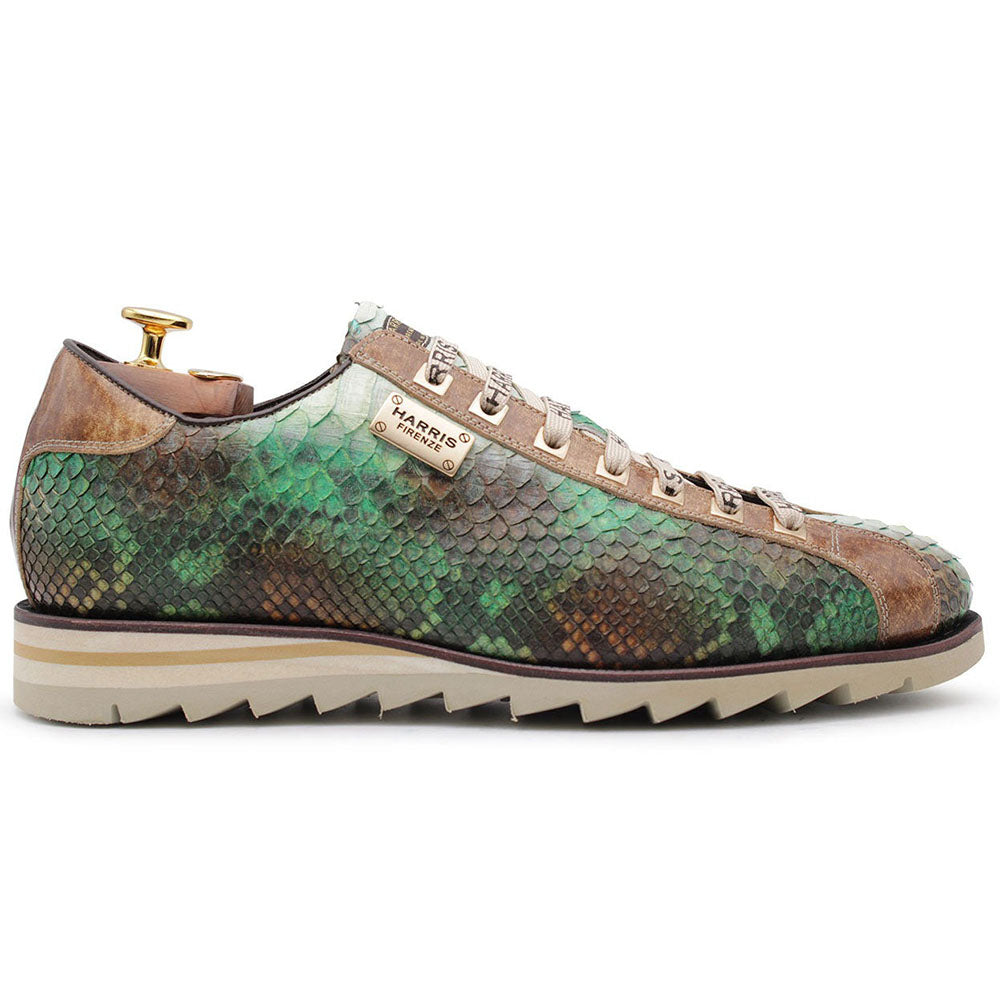 Harris Shoes 1913 Embossed Python Leather Sneakers Green