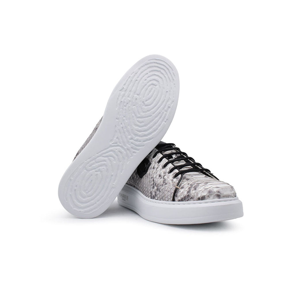 Harris Shoes 1913 Genuine Python Leather Sneakers Grey/ Black