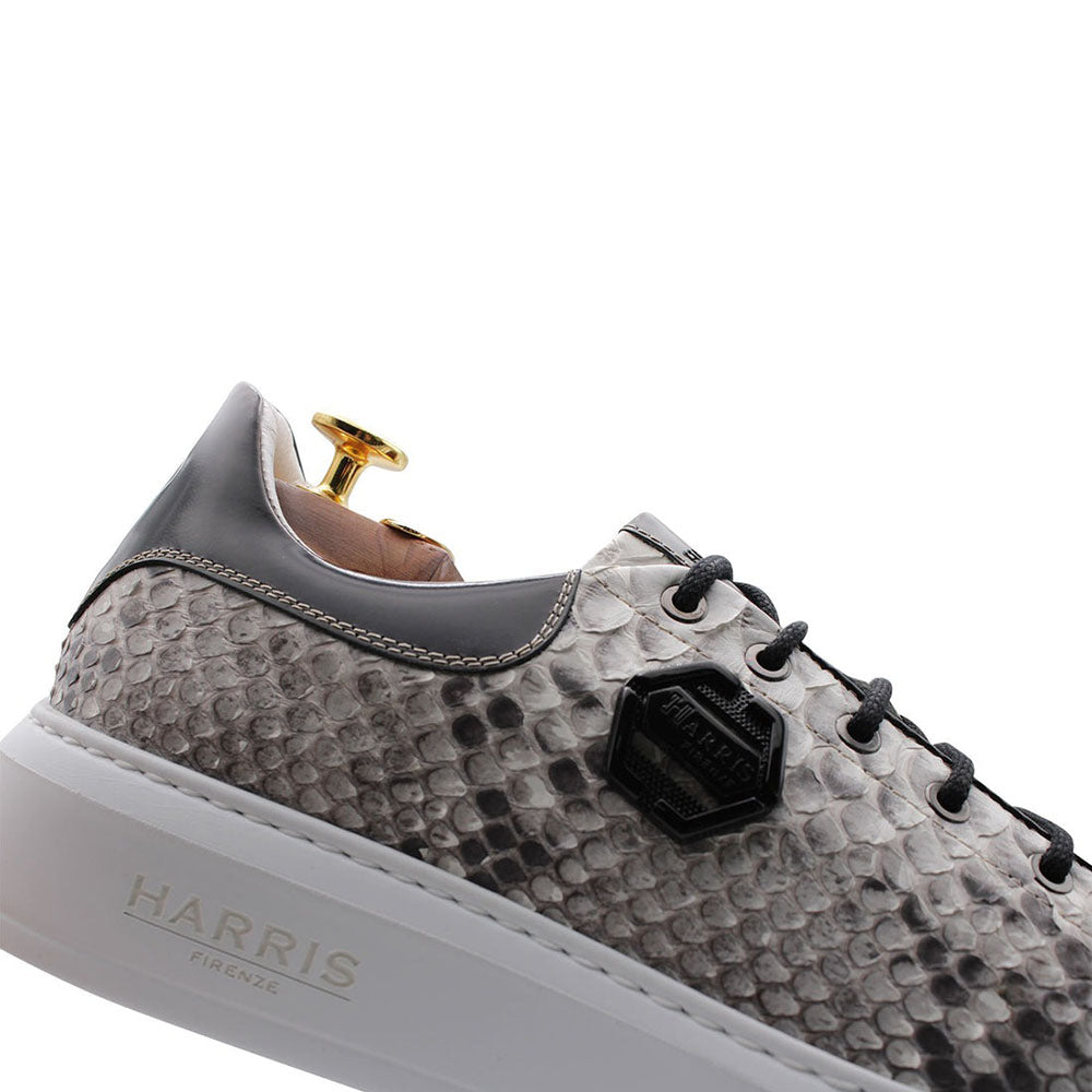 Harris Shoes 1913 Genuine Python Leather Sneakers Grey/ Black