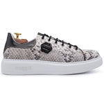 Harris Shoes 1913 Embossed Python Leather Sneakers Grey/ Black