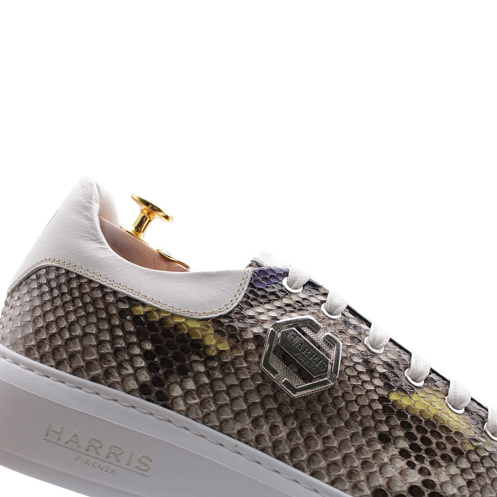 Harris Shoes 1913 Genuine Python Leather Sneakers Grey/ White