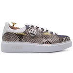 Harris Shoes 1913 Embossed Python Leather Sneakers Grey/ White