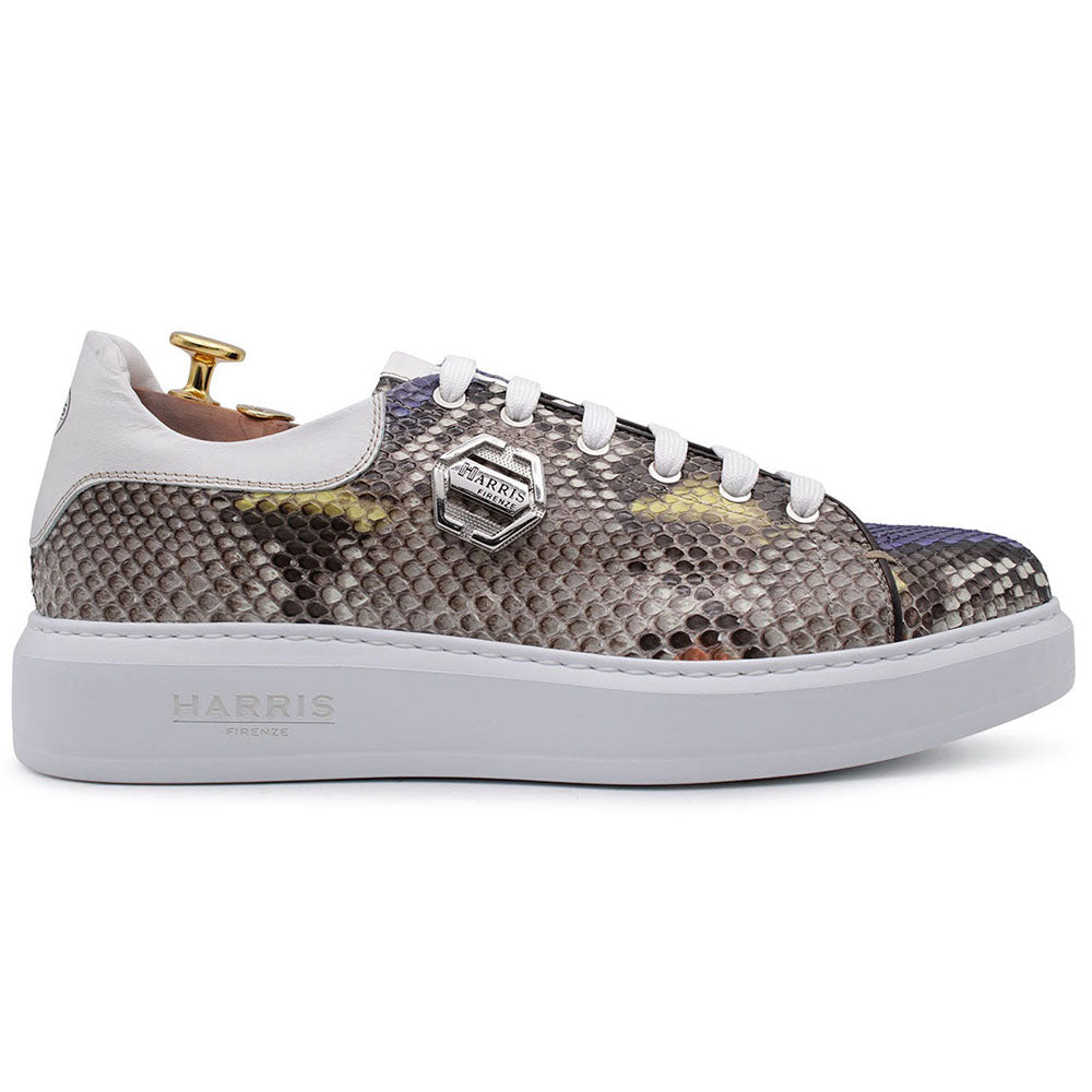 Harris Shoes 1913 Embossed Python Leather Sneakers Grey/ White