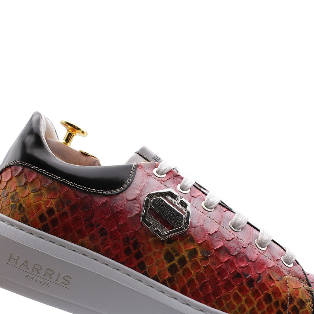 Harris Shoes 1913 Genuine Python Leather Sneakers Orange
