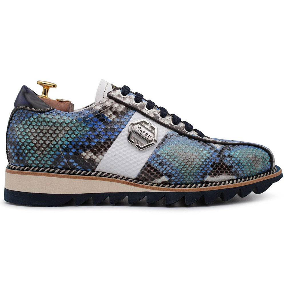 Harris Shoes 1913 Embossed Python Sneakers Blue