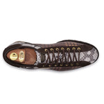 Harris Shoes 1913 Genuine Python/ Tweed Print Leather Sneakers Brown