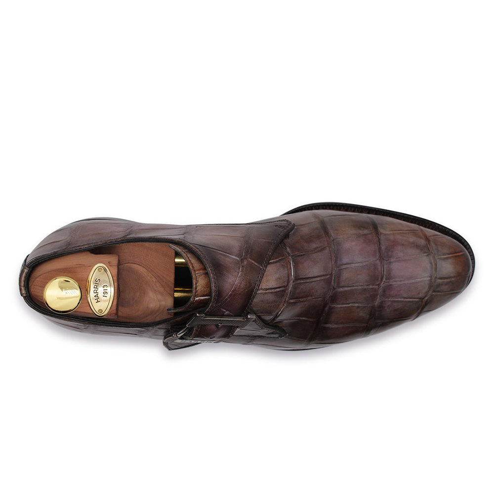 Harris Shoes 1913 Genuine Crocodile Buckle Shoes Brown