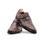 Harris Shoes 1913 Genuine Crocodile Buckle Shoes Brown