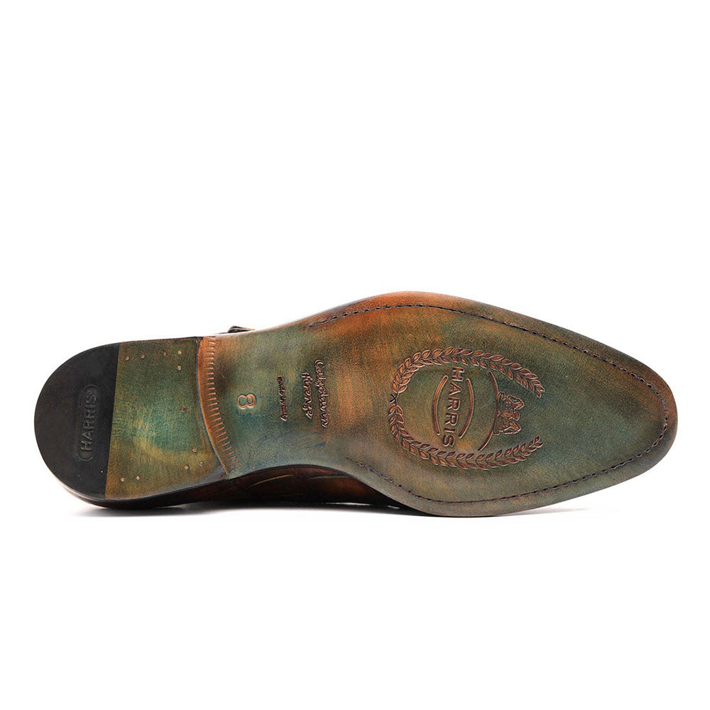 Harris Shoes 1913 Genuine Crocodile Buckle Shoes Brown