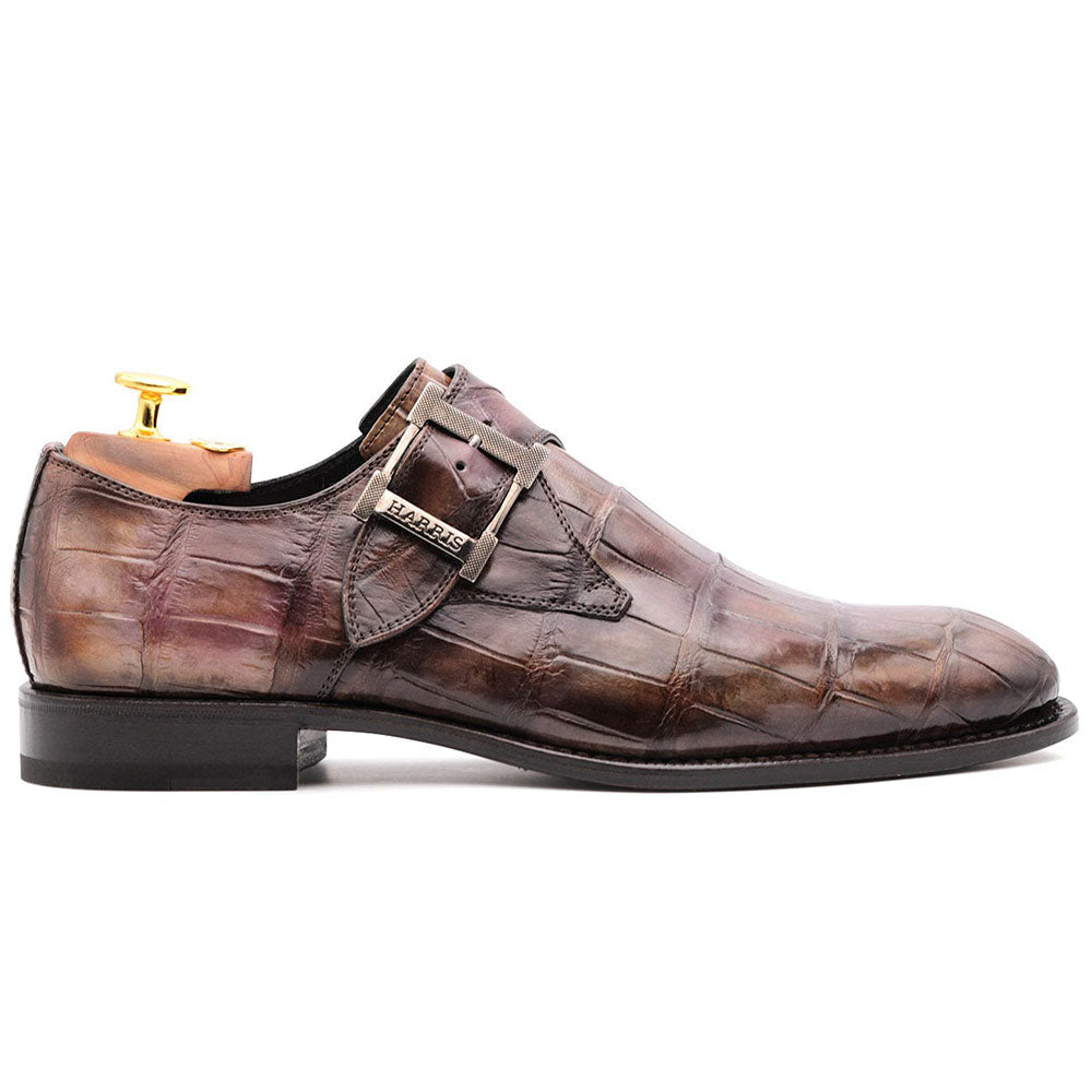Harris Shoes 1913 Genuine Crocodile Buckle Shoes Brown
