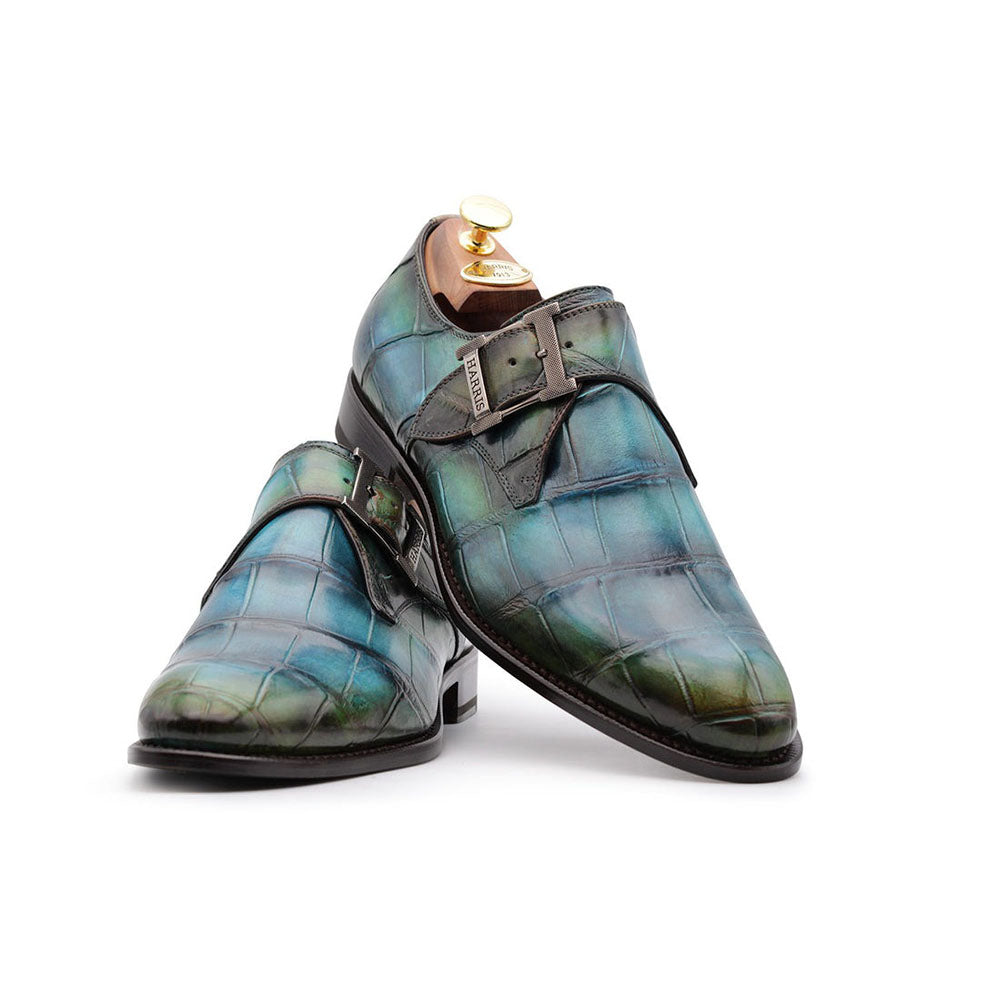 Harris Shoes 1913 Genuine Crocodile Buckle Shoes Green