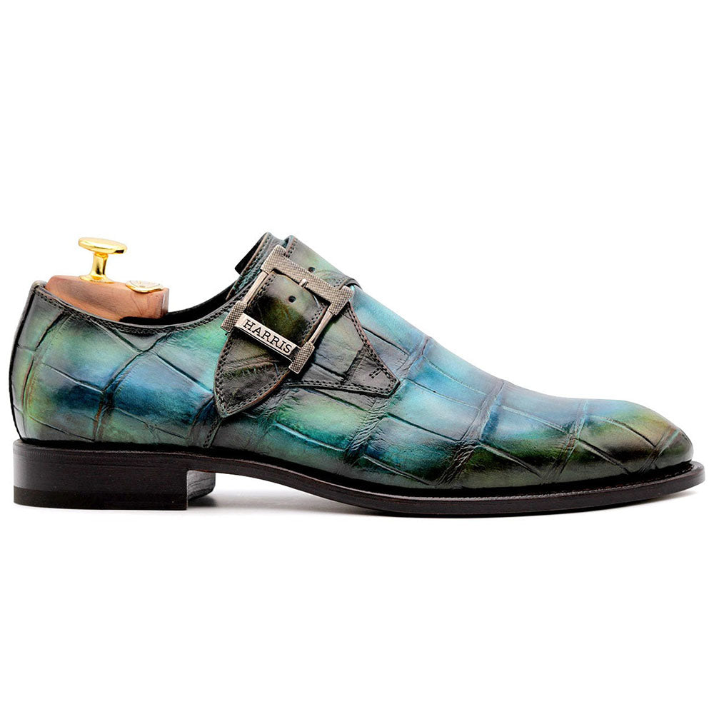 Harris Shoes 1913 Genuine Crocodile Buckle Shoes Green