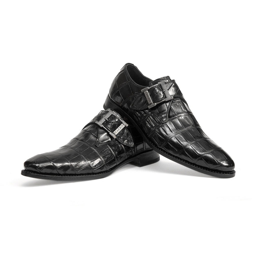 Harris Shoes 1913 Genuine Crocodile Buckle shoes Nero