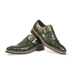 Harris Shoes 1913 Genuine Crocodile Buckle Shoes Verde
