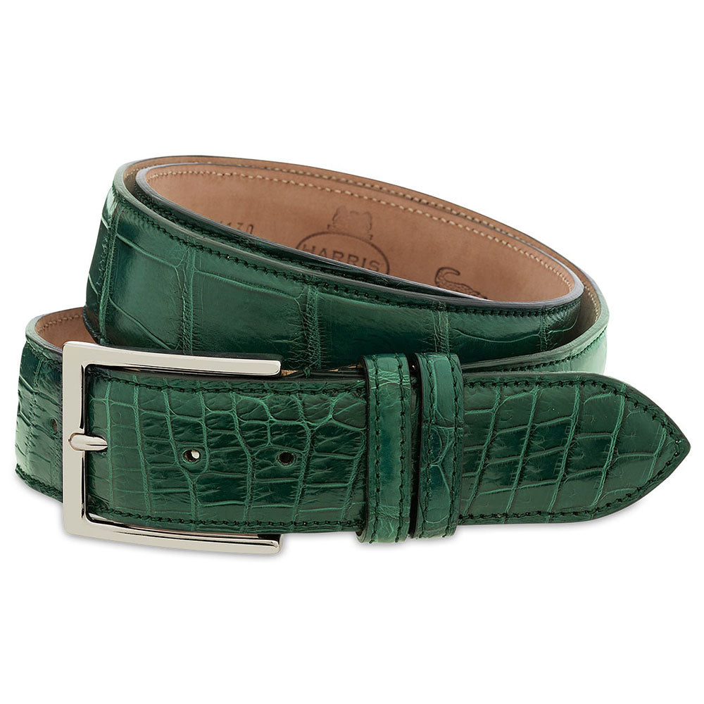 Harris Shoes 1913 Genuine Crocodile Leather Belt Verde