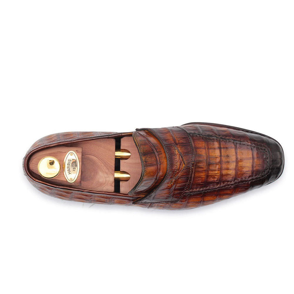Harris Shoes 1913 Genuine Crocodile Moccasin Brown