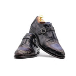 Harris Shoes 1913 Genuine Crocodile Mono Buckle Shoes Blue