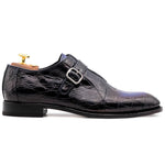 Harris Shoes 1913 Genuine Crocodile Mono Buckle Shoes Blue