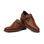 Harris Shoes 1913 Genuine Crocodile Mono Buckle Shoes Brown
