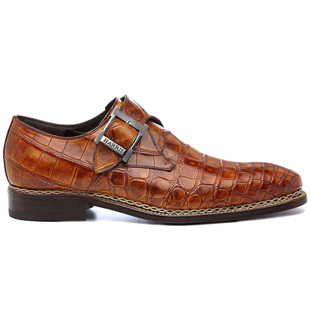 Harris Shoes 1913 Genuine Crocodile Mono Buckle Shoes Brown