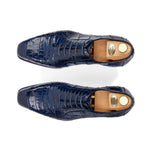 Harris Shoes 1913 Genuine Crocodile Oxfords Blu