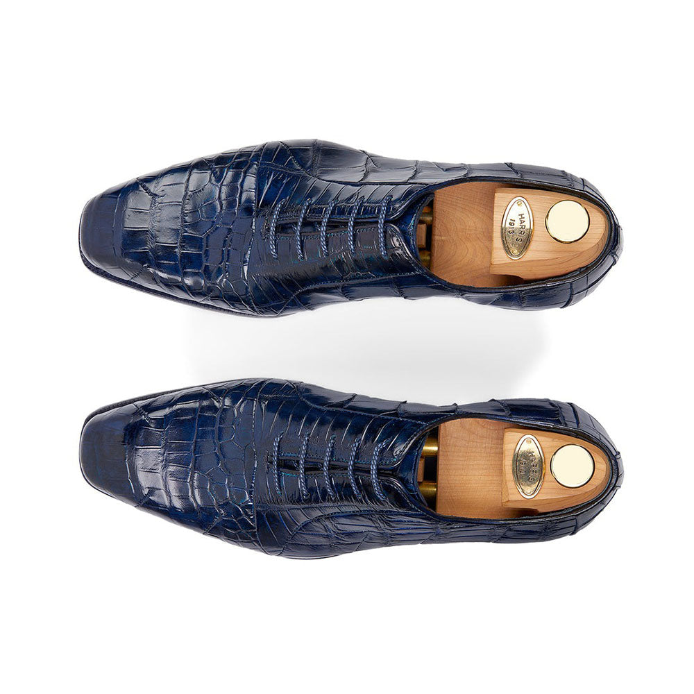 Harris Shoes 1913 Genuine Crocodile Oxfords Blu