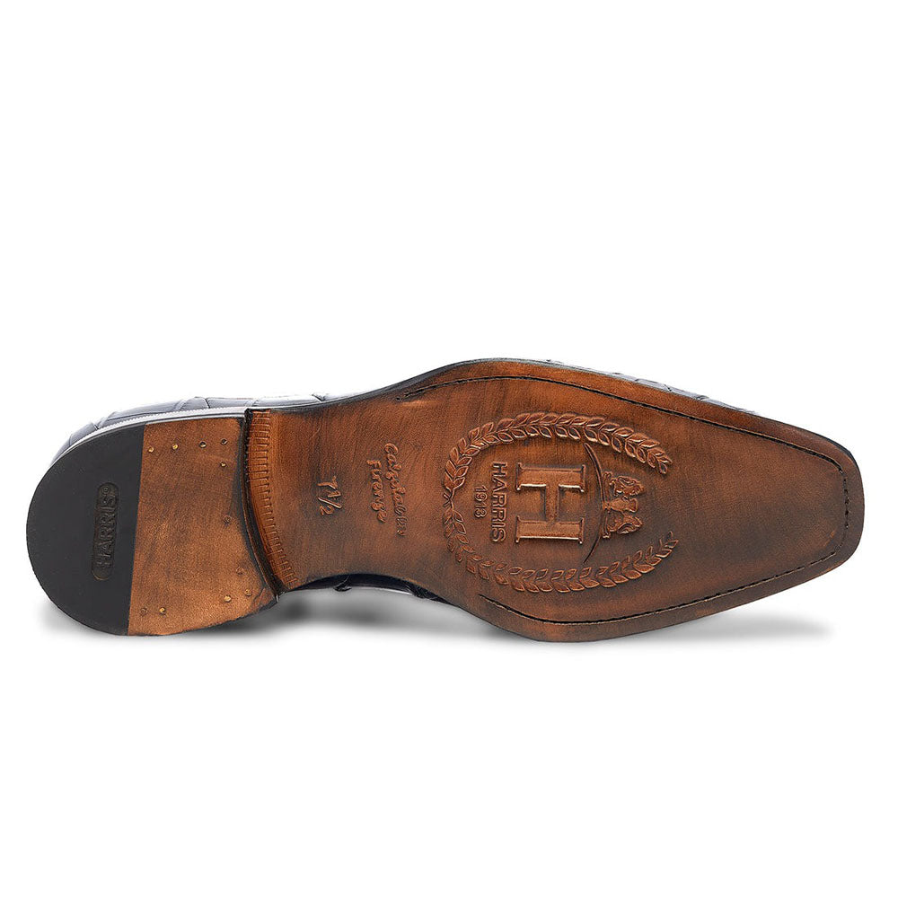 Harris Shoes 1913 Genuine Crocodile Oxfords Blu