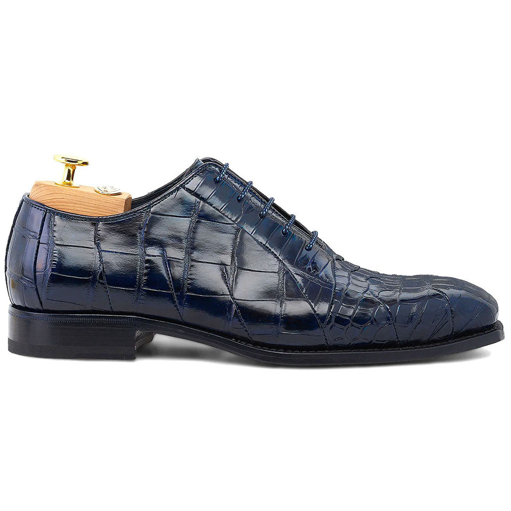 Harris Shoes 1913 Genuine Crocodile Oxfords Blu