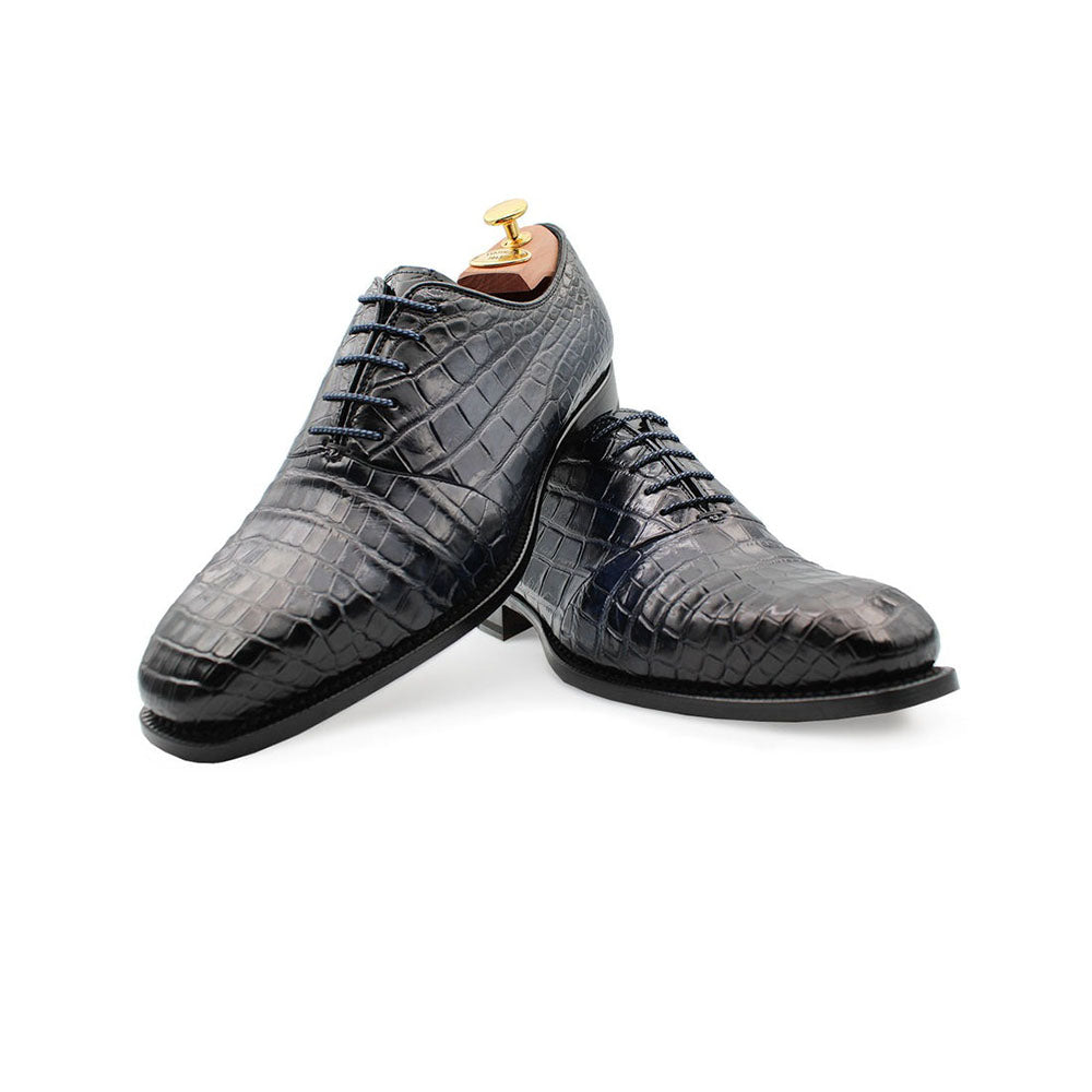Harris Shoes 1913 Genuine Crocodile Oxfords Blue