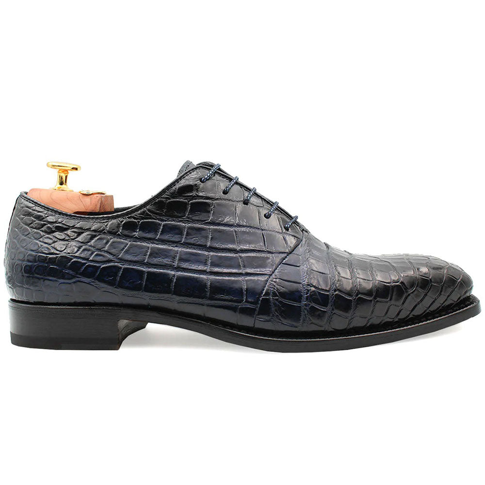 Harris Shoes 1913 Genuine Crocodile Oxfords Blue