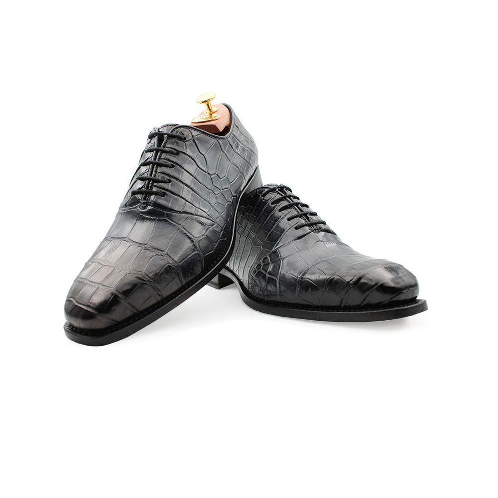 Harris Shoes 1913 Genuine Crocodile Oxfords Grigio