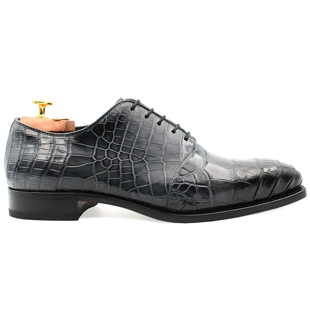 Harris Shoes 1913 Genuine Crocodile Oxfords Grigio