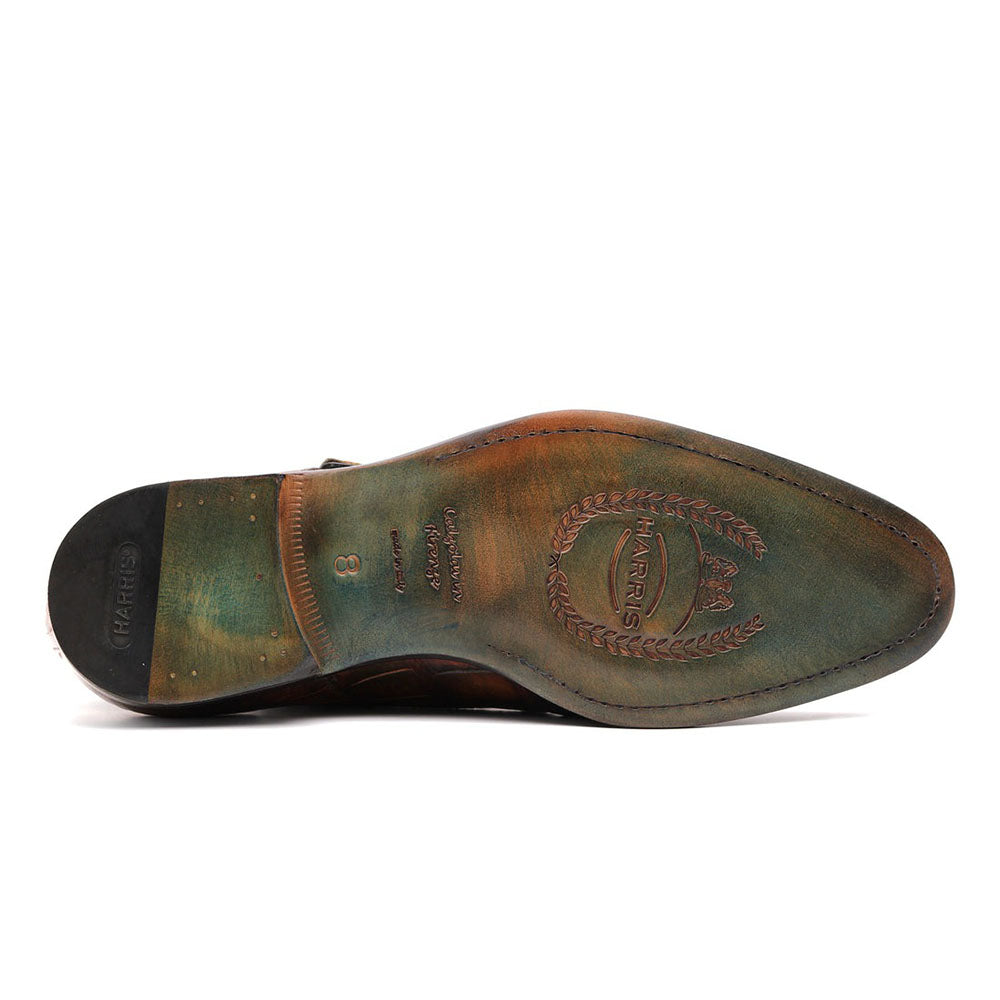 Harris Shoes 1913 Genuine Crocodile Single Buckle Shoes Brown