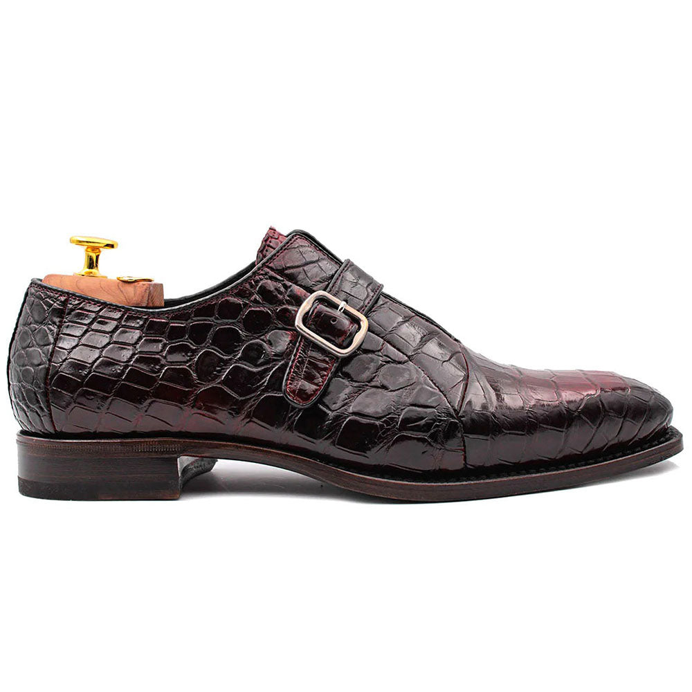 Harris Shoes 1913 Genuine Crocodile Single Buckle Shoes Marrone